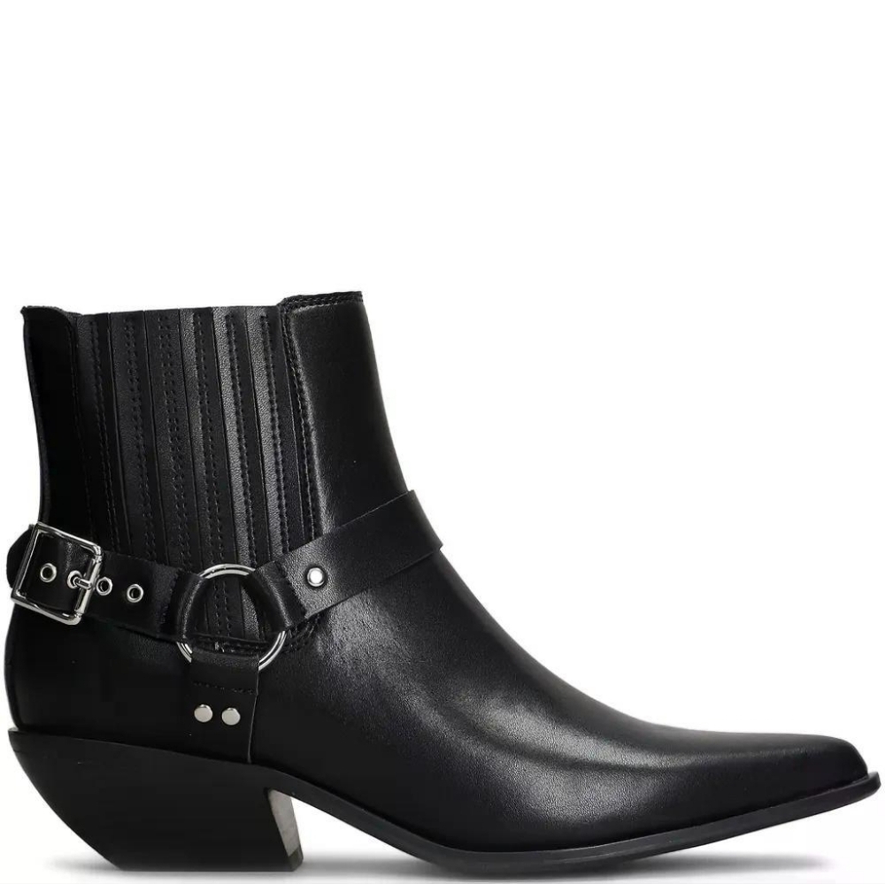 NEW BIBI LOU Anthropoligie Black Texan Leather Ankle Boot Size EU 40 - US 9-9.5
